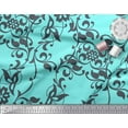 thumbnail image 3 of Soimoi Poly Georgette Fabric Leaves & Filigree Damask Print Fabric by the Yard 42 Inch Wide, 3 of 3