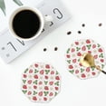 thumbnail image 4 of Picia Strawberry Printed Leather Coasters for Drinks, 4" Drink Coasters Set of 4 for Tabletop Protection, Handmade Luxurious Home Décor and Housewarming Gift -Octagon, 4 of 6