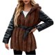 thumbnail image 3 of Chaqueta de invierno con capucha para mujer, cálida y con parches de ry, color liso, 3 of 7