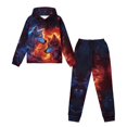 thumbnail image 4 of Uorisanigo Kids Sweat Suit Set - 2 Piece Oversized Fire Wolf Print Pullover Hooded Sweatshirt and Athletic Jogger Sweatpants for Boys Girls, Hoodies & Sweatpants Outfit, 4 of 7