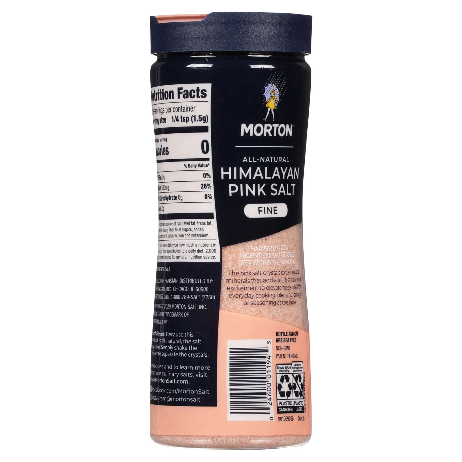 2 Pack - Mortons Himalayan Pink Salt Fine 17.6 oz Package May Vary