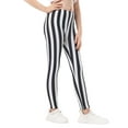 thumbnail image 4 of HDE Girl's Leggings Holiday Stretchy Full Ankle Length Striped Tights Black and White Vertical Stripes - XS, 4 of 6