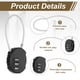 thumbnail image 2 of Uxcell 2-Pack Candado de Combinación, Aleación de Zinc 3 Dígitos Contraseña Candado de Cable Redondo Luggage Combo Lock Candado Sin Llave para Exterior [Negro], 2 of 7
