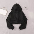 thumbnail image 5 of KEXE Rain Coats For Girls Youth Girls Relax Crop Hooded Zip Up Wind Coat Elastic Cuff Kindergarten Daily Play Jacket(12-14 Years,Black), 5 of 6
