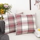 thumbnail image 2 of Dinheiro Retro Farmhouse Buffalo Tartan Checker - Funda de almohada decorativa de lino y algodón para sofá de 18.0 x 18.0 in, juego de 2, rojo/rayas, 2 of 6