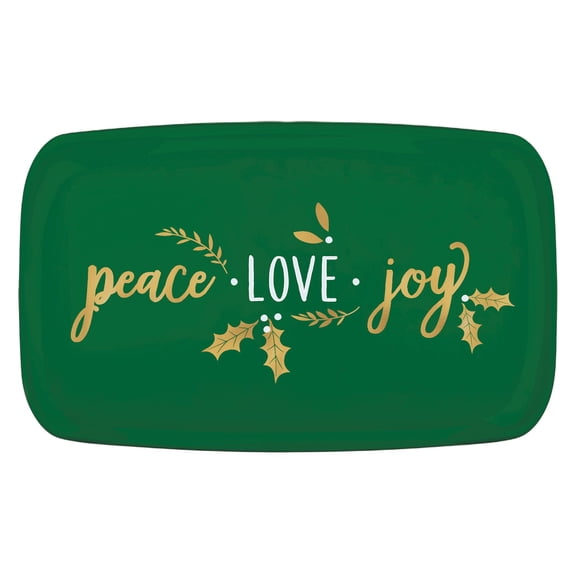 Peace, Joy, Love Rectangular Coupe Platter Hot-Stamped