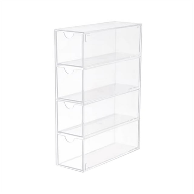 Caja de Almacenamiento de Gafas de 4 , Organizador de Gafas Grande, Soporte de Exhibición Apilable Multifuncional, Cosméticos Reutilizables