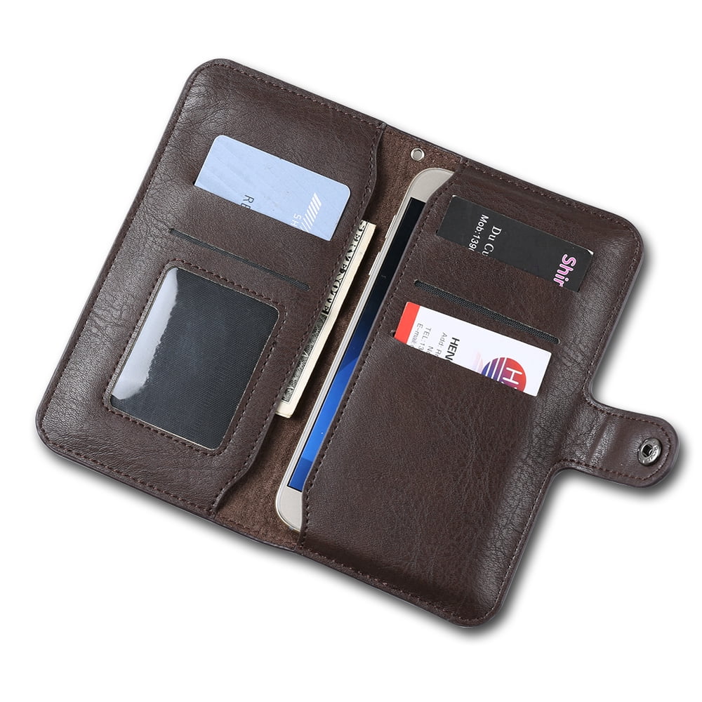 Durable And Slim Vegan Leather Flip Wallet Phone Case For Apple iPhone XS / XR / X With Classic Design And Dedicated Card And ID Slots (Brown)