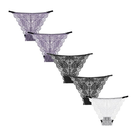 

WZHKSN Female Lace Panty Purple Hipsters Briefs 5-Pack