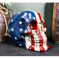 Ebros Patriotic US American Flag Star Spangled Banner Skull Figurine 5.5"Long