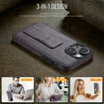 thumbnail image 6 of Case Designed for iPhone 13, Classic PU leather Kickstand & Hand Grip, Support Magnetic Car Mount Shockproof Protective Ultra Slim Back Case Cover for iPhone 13, Purple, 6 of 6