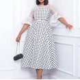 thumbnail image 2 of Women's Neck Mesh Sheer Long Sleeve Dress,White-L, 2 of 5