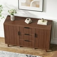 thumbnail image 3 of Vabches 47.2" W Fluted Sideboard Credenza Cabinet, 2-Doors 3-Drawer Wood Buffet Storage Cabinet with Adjustable Shelves, 3 of 12
