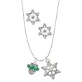 thumbnail image 1 of Delight Jewelry Silvertone Crystal Green Spinner Silver tone Snowflake Charm Necklace and Stud Earrings, 1 of 4