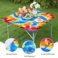 thumbnail image 4 of Colorful Rainbow Tie Dye Spiral Pattern Square Fitted Tablecloth with Elastic Edge,Square Table Cover,Washable Elastic Table Cover for Home Kitchen Party Decor 36"x36", 4 of 6