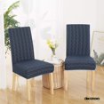 thumbnail image 2 of Deconovo - Funda de silla de comedor de punto jacquard, elástica, lavable y extraíble, de licra, para banquetes, juego de 4, azul marino, 2 of 7
