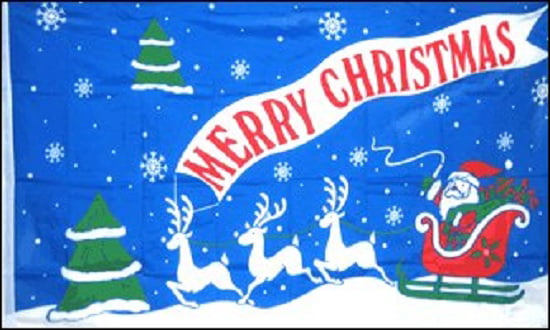 5ft x 3ft Merry Christmas Flag Green Banner Father Christmas Polyester Flags 
