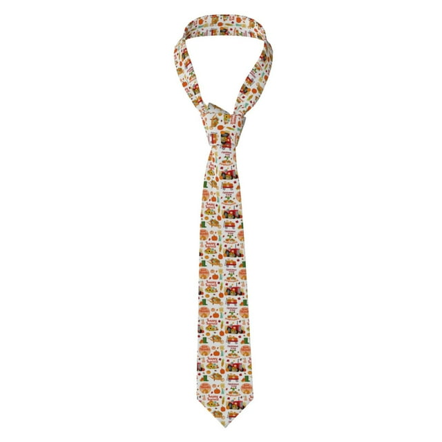 Saiise Fall Farm Pumpkin Print Men's Necktie Business Formal Wedding Gift for Men Soft Material with Anti-swing Design