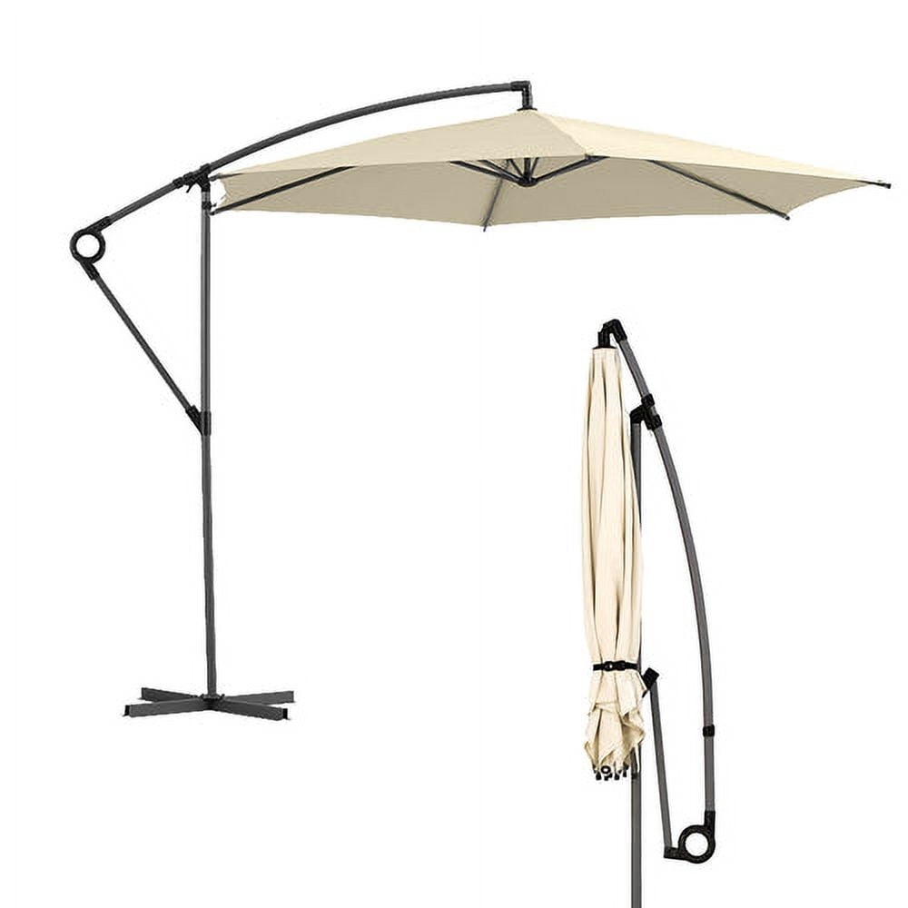 Abba Patio 10’ Valencia Outdoor Hanging Offset Cantilever Umbrella, Beige