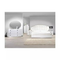 Luxurious 5PC Eastern King Bedroom Set, White Lacquer Bedroom Furniture