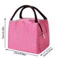 thumbnail image 3 of Striped Oxford Fabric Lunch Bag Tote with Handles | Portable Insulated Lunch Box for Office, School, Picnic (Hot Pink), 3 of 3