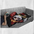 thumbnail image 6 of Dia de los Muertos Soft Flannel Fleece Throw Blanket, Day of the Dead Sugar Skull Boy and Girl, Cozy Plush for Indoor and Outdoor Use, 60" x 80", Grey Vermilion, by Ambesonne, 6 of 6