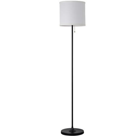 mainstays 56.5 shaded floor lamp with white fabric shade black finish classic styling adult use
