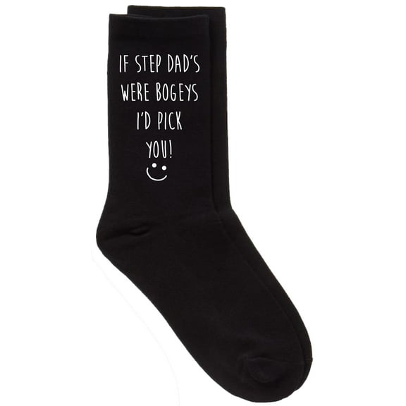 Mens Step Dad's Bogeys I'd Pick You Fathers Day Christmas Present Black Socks Gift