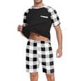 thumbnail image 3 of MINTREUS Men's Pajamas Colors Contrast Short Sleeve Round Neck 2-piece Set Men's Loose Shorts Casual Set Raglan Pajamas, 3 of 6