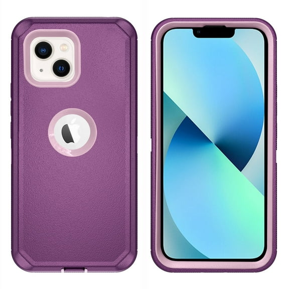 Compatible with iPhone 13 6.1 inch Phone Case Hybrid Rugged Shockproof Hard Protective Drop Proof Full Body Heavy Duty Mobile Cell Cover for iPhone13 5G i i-Phone i13 iPhone13case Women Men Purple