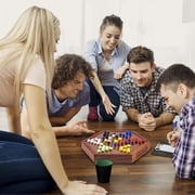 AMEROUS 12.5 inches Wooden Chinese Checkers Set with Storage Drawer Kids and Adults- 60 Acrylic Marbles in 6 Colors - 12 Bonus Spare Marbles