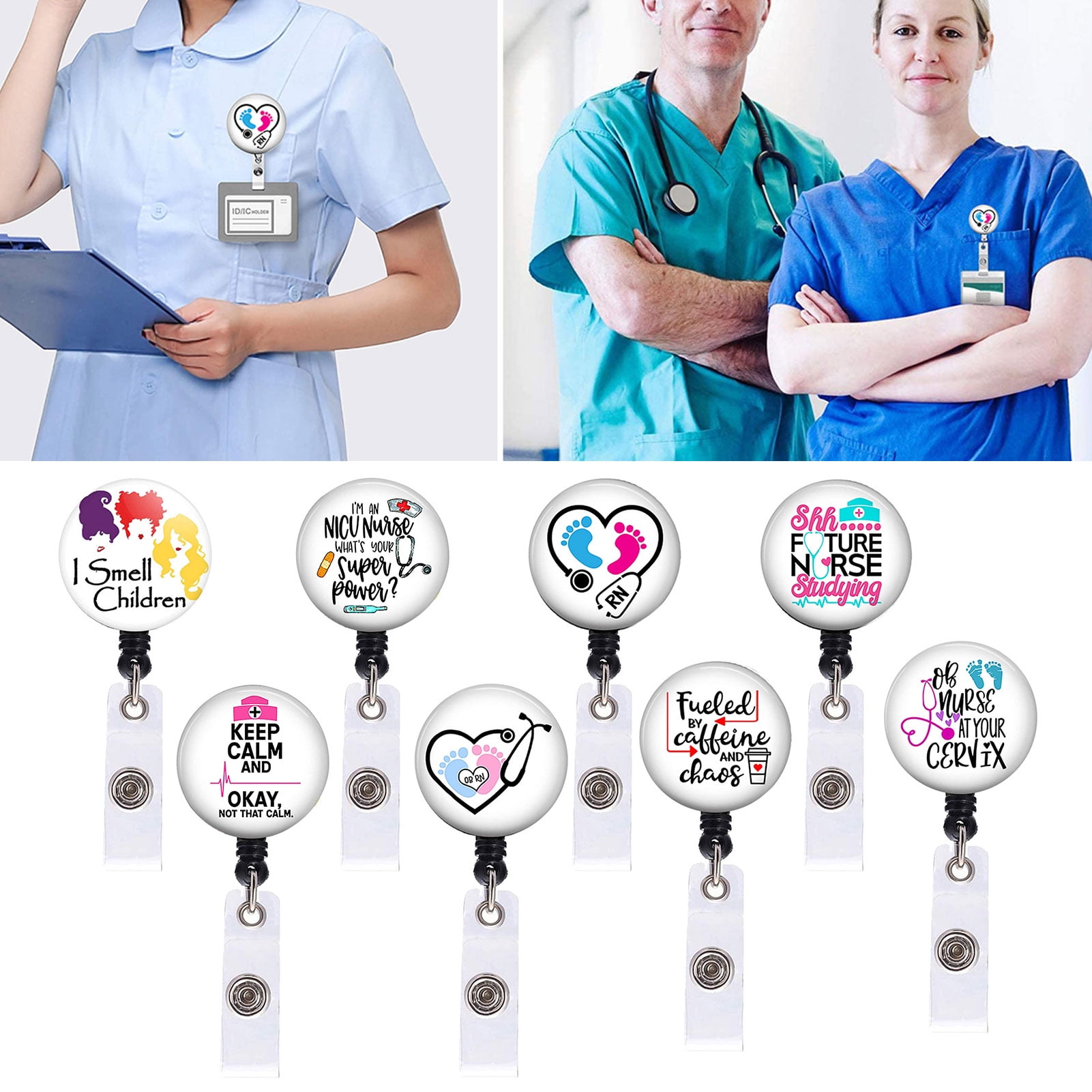 Funny Physician Badge Reel Retractable Doctor ID Holder Nurse Name Tag Clip  Gift
