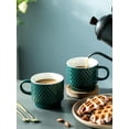 thumbnail image 4 of Juego de tazas de café LYEOBOH de porcelana de 385 ml con soporte y cucharas, 4 of 9