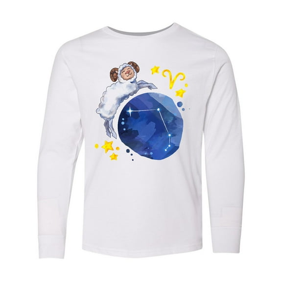Inktastic Aries Constellation Zodiac Sign Illustration Long Sleeve Youth T-Shirt