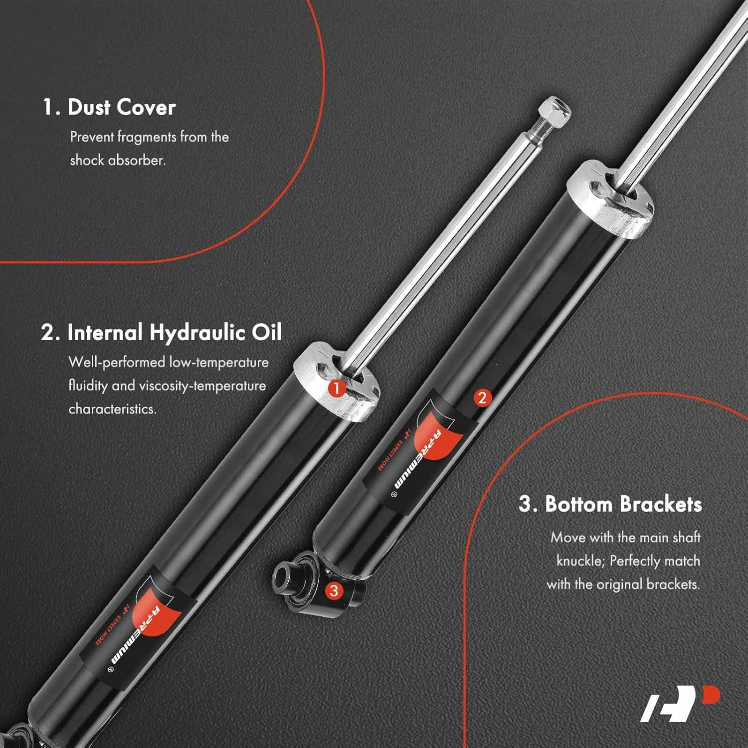A-Premium Rear Shock Absorbers Compatible with BMW 320i/xDrive, 328d/xDrive, 328i/xDrive, 330e, 330i/xDrive, 335i/xDrive, 340i/xDrive, 428i, 430i, 435i, 440i, 228i, 230i/xDrive