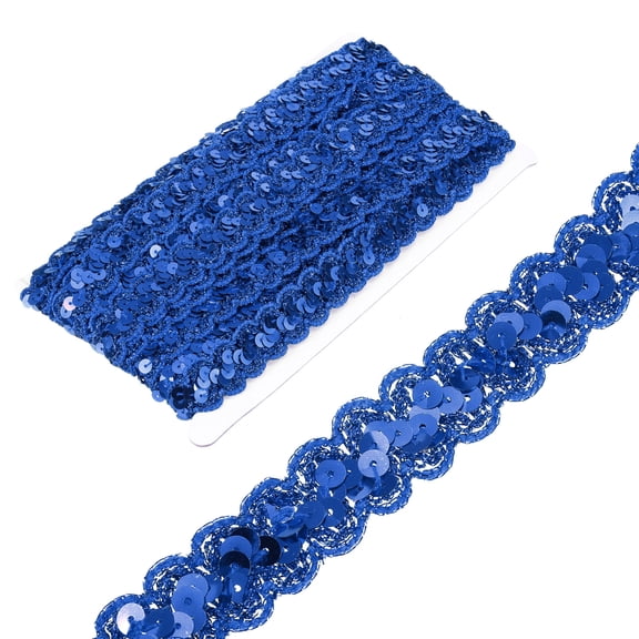 Uxcell 0.9 Inch x 14 Yards Sequin Trim Dark Blue Flat Sequin Braid Trim for Crafts