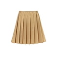 thumbnail image 5 of Rggeeun Toddler Girls Skirt Solid Color Pleated Ruffle Elastic High Waist Knee Length A Line for Summer Party Lovely Skirts,Brown,5-6 Years, 5 of 8