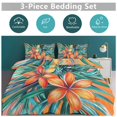 thumbnail image 5 of 3 Pcs Soft Bedding Set, Includes 1 Duvet Cover with Zipper And 2 Pillow,Shams Hawaiian Hibiscus Garden Orange Flowers King(102"×90"), 5 of 8