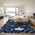 thumbnail image 3 of ODIKA 2'x3' Machine Washable Non-Slip Area Rug, Interlaced Ocean Currents and Stylized Fish Design High Traffic Rug with Pad, Blue, 914948, 3 of 8
