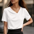thumbnail image 7 of hotojiny Womens Tops Breathable Short Sleeve Dressy Casual Tee Shirt Trendy Plain V Neck Knit T Shirts Summer Clothes, 7 of 7