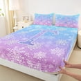 thumbnail image 3 of Homewish Cartoon Letter T Queen Sheet Sets for Child, Christmas Winter Snowflake Flat Sheet, Kawaii Monogrammed Queen Fitted Sheet, Super Cozy Room Decor, 4pcs, 3 of 7