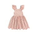 thumbnail image 2 of xiaxaixu Toddler Girls Summer Dress, Lace Square-Neck Flying Sleeve One-Piece, 2 of 10