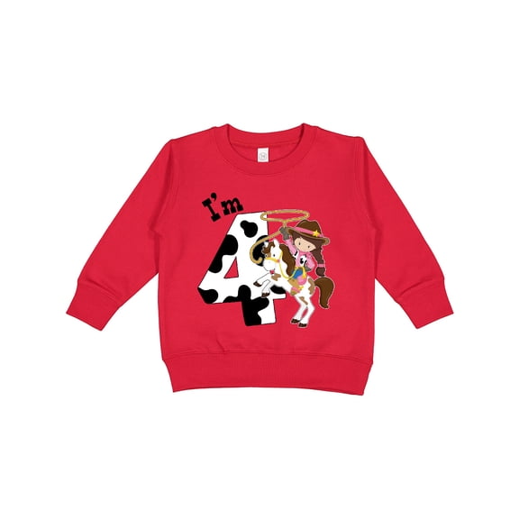 Inktastic I'm Four-cowgirl Riding Horse Birthday Toddler Sweatshirt