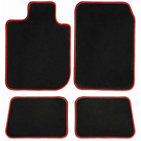 GGBAILEY Toyota Camry Black with Red Edging Carpet Car Mats / Floor Mats, Custom Fit for 2018, 2019 - Driver, Passenger & Rear