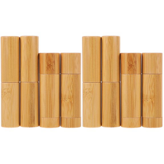 8 Pcs Makeup Containers DIY Bamboo Lipstick Empty Tube Refillable Balm Lipgloss Tubes Travel