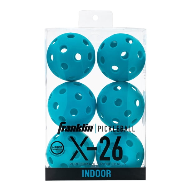 Pickleball Franklin Sports X-26 Indoor, paquete de 6 unidades, vitela azul