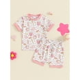 thumbnail image 2 of Nygoyerh Toddler Baby Girls Summer Cute Clothes Baseball Print Short Sleeve T-shirt and Drawstring Shorts 2Pcs Infant Casual Shorts Sets for Daily Vacation 0-3 Years, 2 of 9