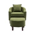 thumbnail image 4 of Upholstered Accent Chair with Ottoman Set, Mid Century Linen Single Sofa Chair with Curved Backrest, Comfy Living Room Chairs with Thick Seat Cushion for Reading Room, Bedoom, Office, Olive, 4 of 7