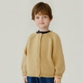 thumbnail image 2 of AINIYS Little Sweaters Kids Boys Girls Cardigan Sweatshirt Button Up Knit Solid Long Sleeve Crewneck Jacket Fall Tops Yellow 3 Years, 2 of 5
