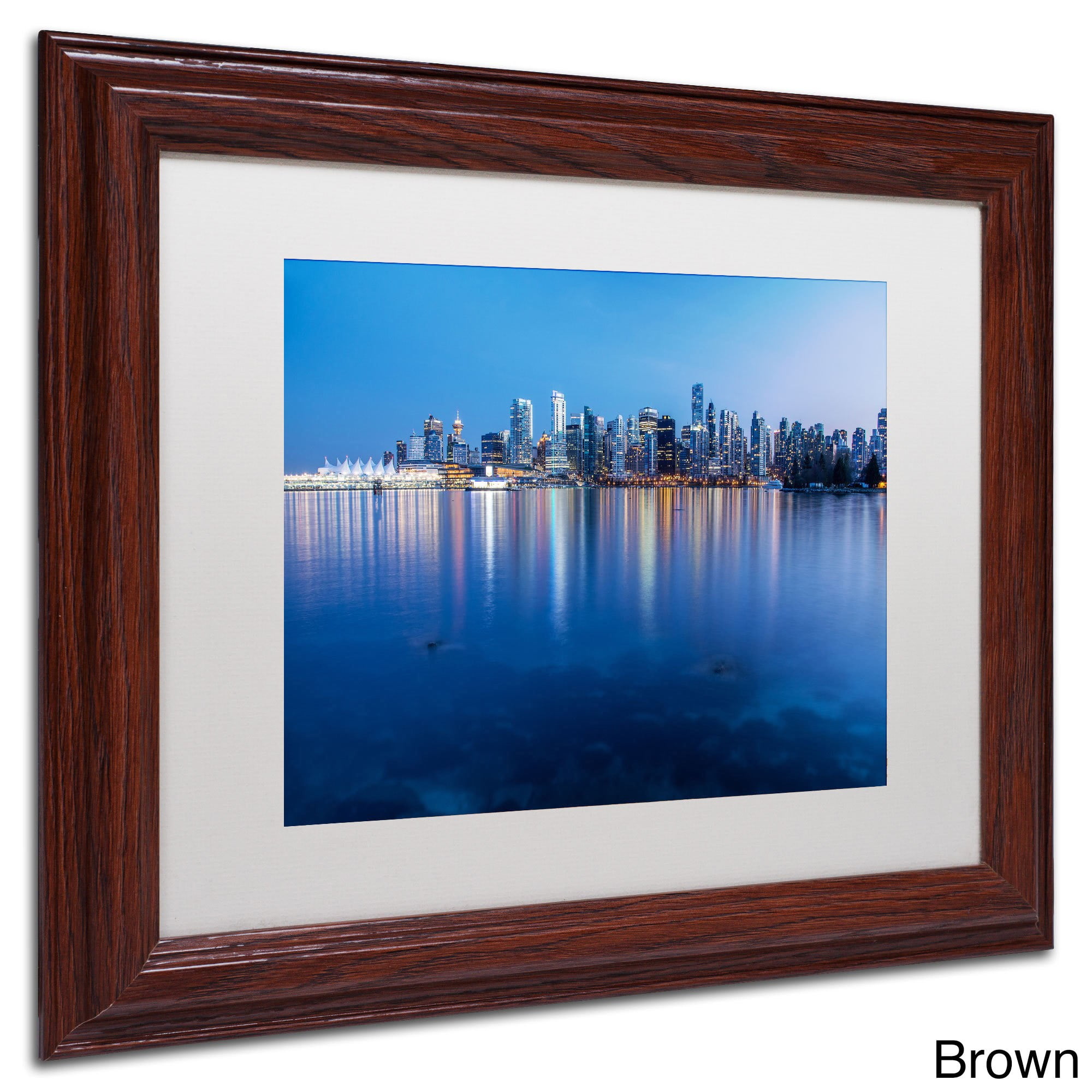 Trademark Fine Art "Vancouver City Reflection" Canvas Art by Pierre Leclerc, White Matte/Black Frame